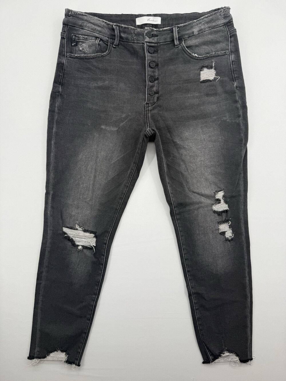 KanCan Jeans Women's 15/31 Black Light Wash Skinny Jeans Distressed